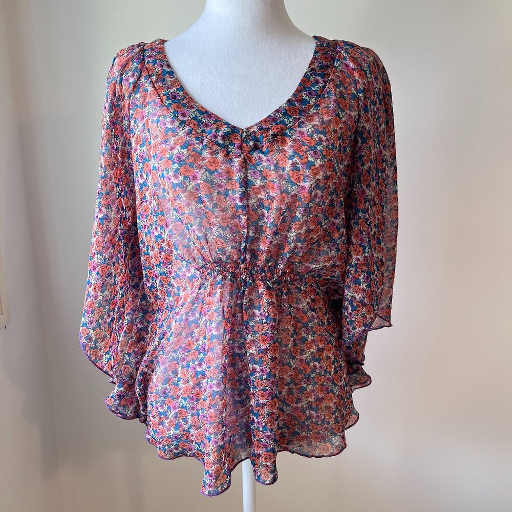 Lightweight Floral Peplum Top - Flowy & Chic! - Nevada Size S